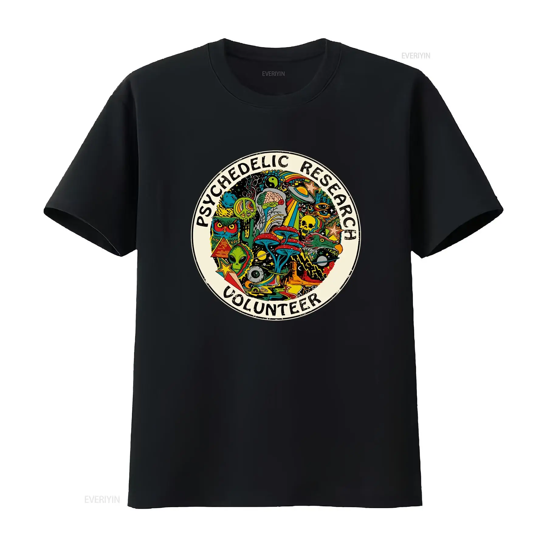 Vintage Fashion Research - Camiseta de voluntário da Psychedelic Research,