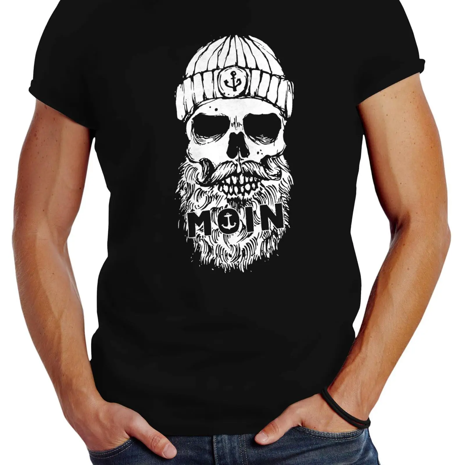 Vintage Fashion Hamburg - Camiseta masculina Neverless Moin Skull Hamburg